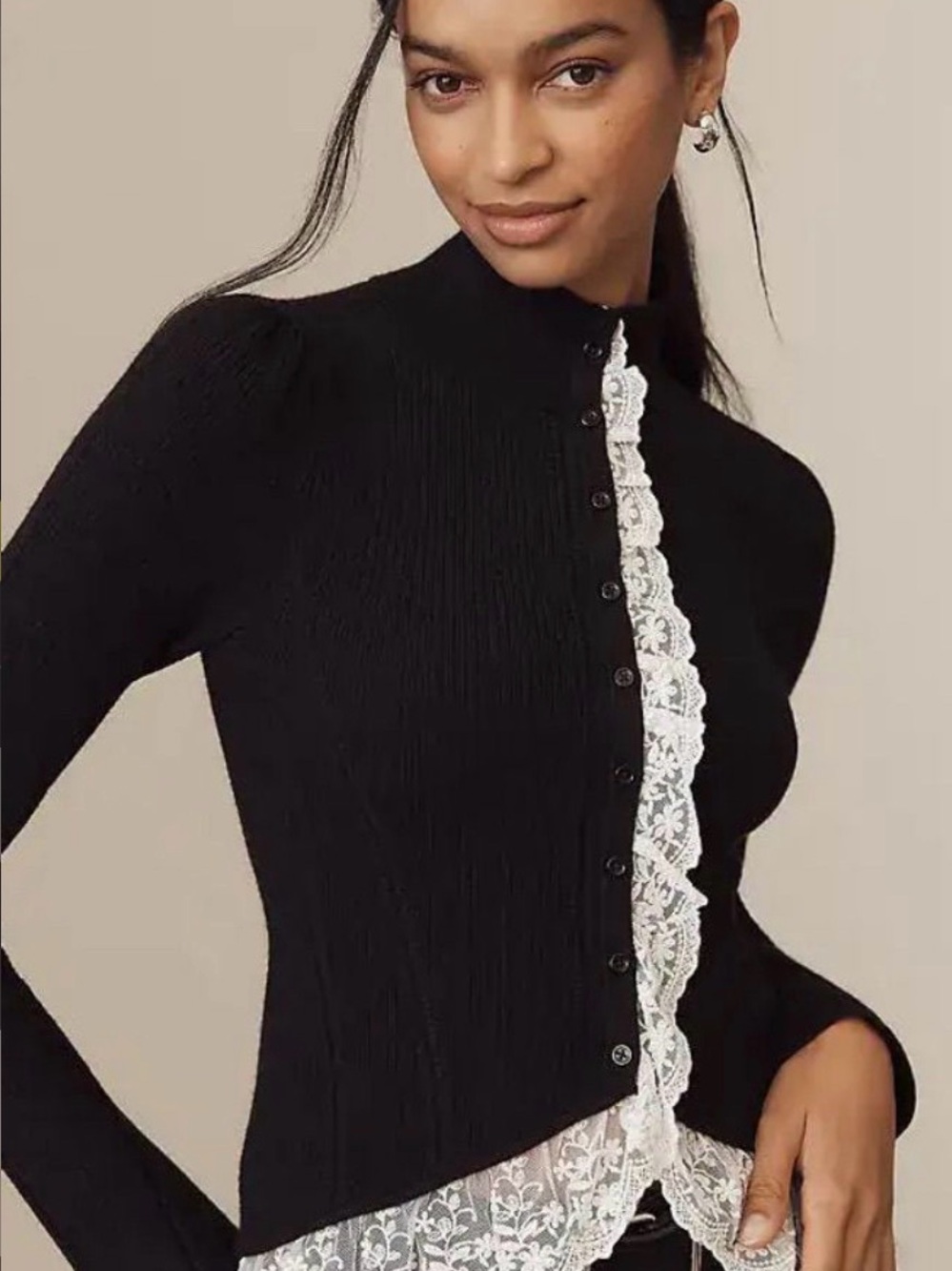 NWOT Anthropologie Ruffled Lace Sweater Top